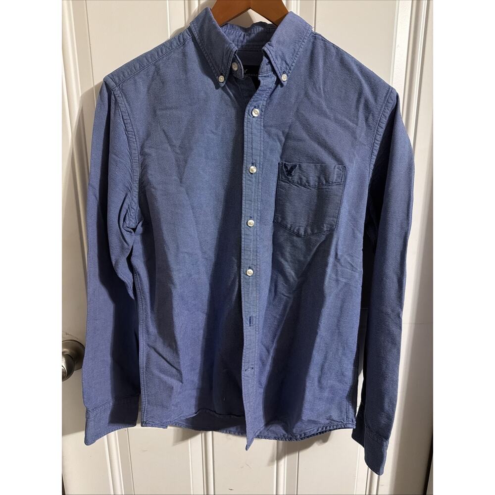 American Eagle Shirt Mens M Blue Casual Button Up Long Sleeve